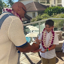 Dwayne 'The Rock' Johnson takes his kids to help grant wishes with Make-A-Wish