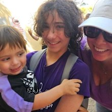 Jennifer with eldest son Kai (centre) and baby Leo.