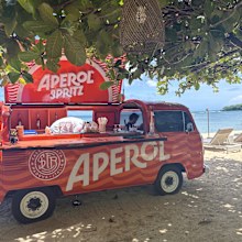An Aperol van at a resort in Bali.