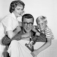Dennis The Menace, a CBS television situation comedy. Gloria Henry (as Alice Mitchell), Herbert Anderson (as Henry Mitchell), Jay North (as Dennis Mitchell). May 2, 1960. 