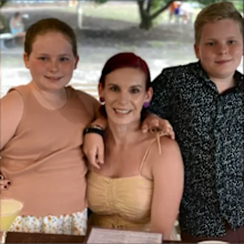 Sonya Leeding with children Hudson, 12 and Grace, 10. 