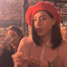 Aubrey Plaza at Taylor Swift's final Eras Tour show in Vancouver, Canada, December 8, 2024