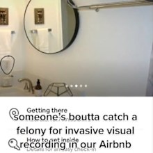 Airbnb secret camera in bathroom photo