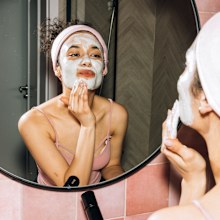 Woman doing a face mask