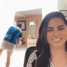 Man in underpants gets caught in girlfriend's conference call.