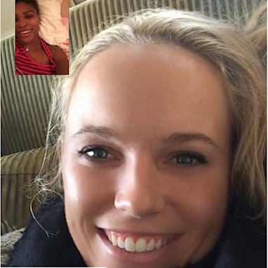 Wozniacki, and best pal Serena Williams, enjoy some face time.