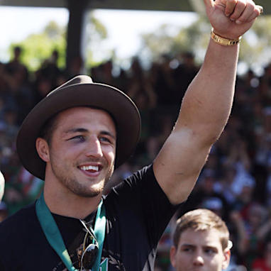 Burgess gives the fans a thumbs up.
