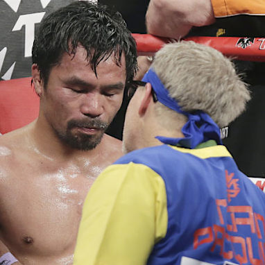 Pacquiao claimed after the fight that he had torn a muscle in his shoulder.