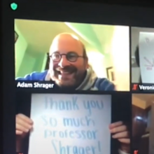 Uni students celebrate teacher in sweet gesture via Zoom