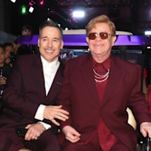 David Furnish and Elton John at the premiere of the 2024 documentary Elton John: Never Too Late.