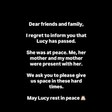 Lucy Markovic death announcement