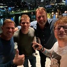 Ed Sheeran and Shane Warne in Melbourne.