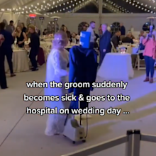 Bride hilariously dances with mannequin husband' after groom falls ill at wedding reception