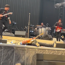 Bruce Springsteen falls during Amsterdam concert.