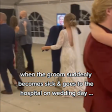 Bride hilariously dances with mannequin husband' after groom falls ill at wedding reception