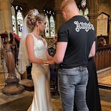 Bride and groom jeans alter 
