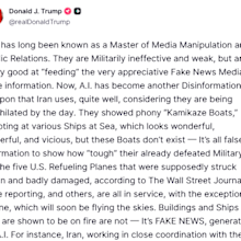 Trump accuses Iran of using AI while criticising US media