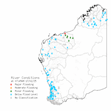 A major flood warning is in place for the De Grey river in Port Headland. 