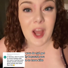 A TikTok user insists working parents should not 'get priority' because they have children.