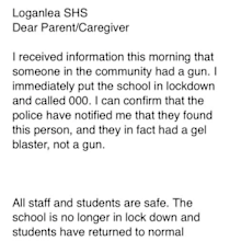 An email sent to parents from the school confirmed everyone was safe and the lockdown was precautionary.
