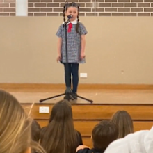 Lily won hearts with her adorable school speech about Taylor Swift in 2023.