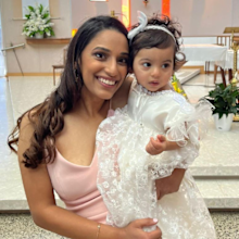 Kristina with her one-year-old daughter Charlie. 