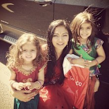 Sonalee with her daughters, Meesha on the left.