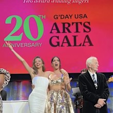 Katy Perry and Miranda Kerr attend the G'Day USA Arts Gala at Skirball Cultural Center on January 28, 2023 in Los Angeles, California. 