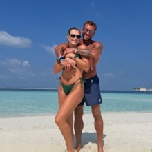Georgios Frangulis and tennis star Aryna Sabalenka on holiday in November 2025.
