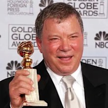 William Shatner with the Golden Globe he won in 2005 for his role in Boston Legal.