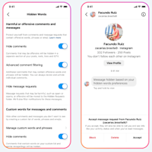 Hidden Words safety feature on Instagram. 