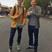 Harrison Osterfield (left) with Tom Holland (right)