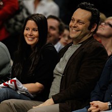  Actor Vince Vaughn and wife Kyla Weber take in a game between the Chicago Bulls and the Philadelphia 76ers at the United Center on February 20, 2010 in Chicago, Illinois. The Bulls defeated the 76ers 122-90. NOTE TO USER: User expressly acknowledges and agrees that, by downloading and/or using this Photograph, User is consenting to the terms and conditions of the Getty Images License Agreement. (Photo by Jonathan Daniel/Getty Images)