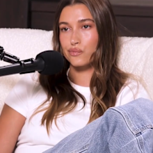 Hailey Bieber interviewed on Alexandra Cooper's Call Her Daddy podcast. September 2022.