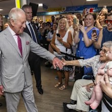 King Charles during a visit to Sir Robert Ogden Macmillan Cancer Centre at York Hospital on May 26, 2026. 