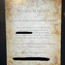 wedding shaming people not attending can still send gifts