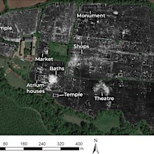 This labeled map shows the complete ancient Roman city of Falerii Novi as it currently exists underground.