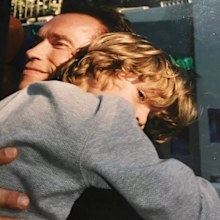 Joseph Baena with his dad, Arnold Schwarzenegger.