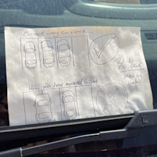 parking note with drawing