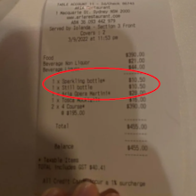 Can you spot the unfair charge on this restaurant receipt?
