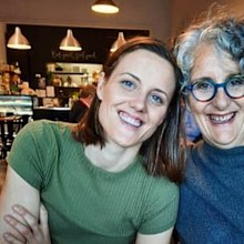 With her mother Jenny.