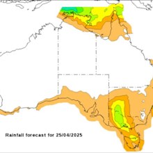 Anzac Day weather Australia map