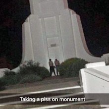 The Snapchat image taken at the Albury war memorial.