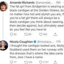 Nicola Coughlan defended herself against someone on Twitter.
