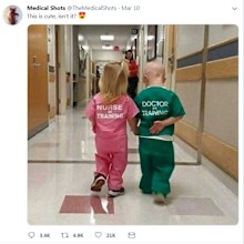 Photo of children in medical scrubs sparks outrage