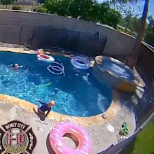 Dramatic video shared by Hemet Fire Fighters shows moment toddler almost drowns