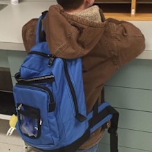 A boy wears the Nesel Pack, with its specially-designed hugging straps. (Image: Nesel Pack)