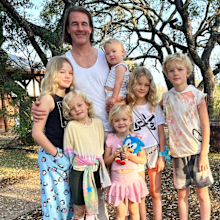 James Van Der Beek with his six children at their property.