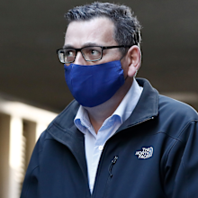 Victorian Premier Daniel Andrews wears a face mask as he walks in to the daily briefing on July 19, 2020 in Melbourne, Australia. 