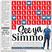 The West Australian's controversial bacl page after Adam Simpson was sacked as Eagles coach.